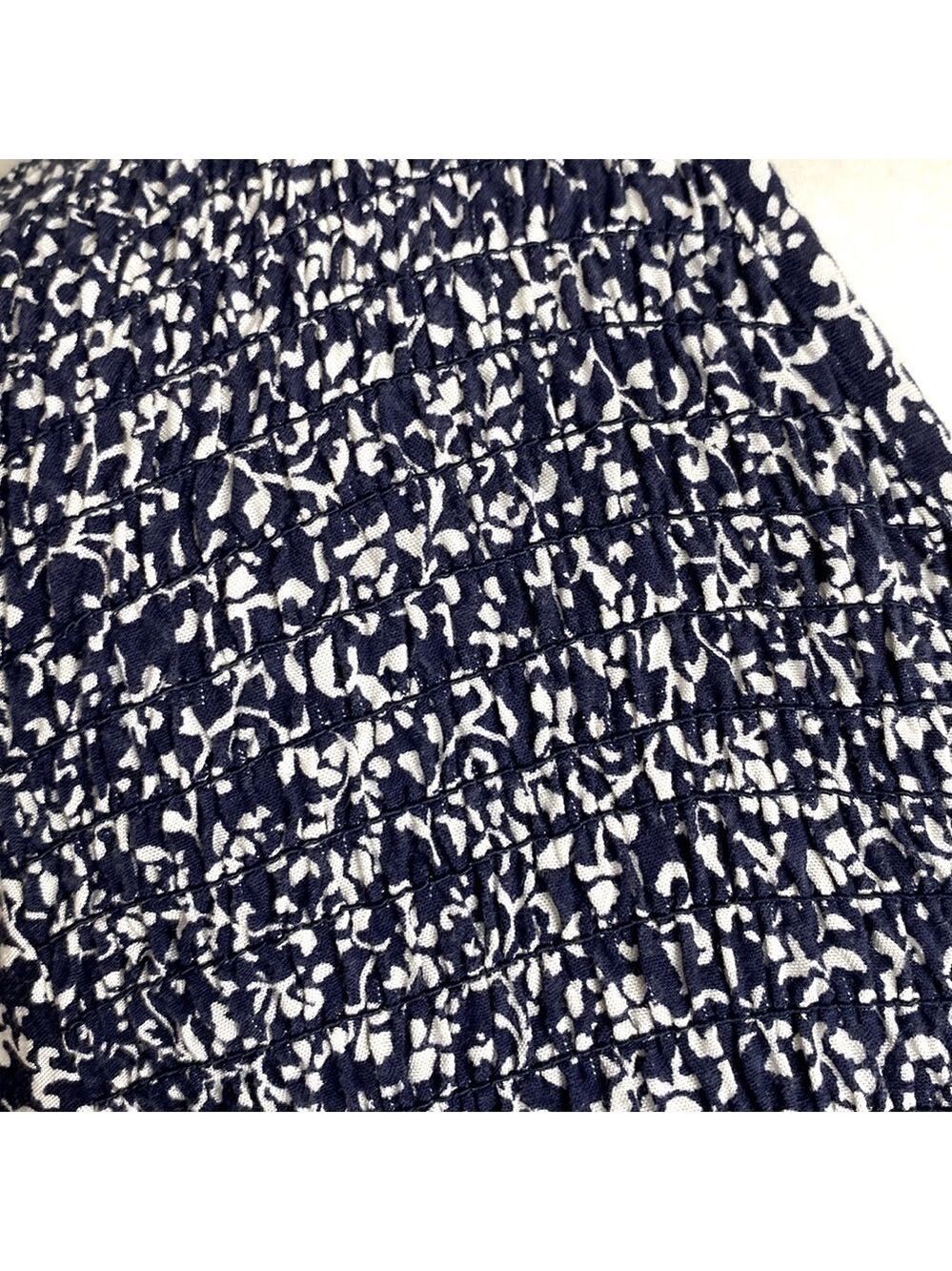 Old Navy navy and White smocked long sleeve A-Line Dress - Picture 5 of 11